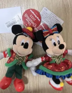 ディズニーランド　ミッキー　ミニー　ぬいぐるみバッジ　クリスマス