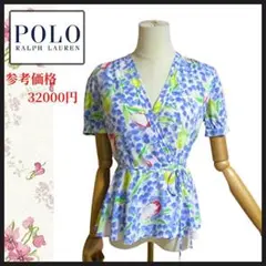 【ポロ　ラルフローレン】フラワープリントブラウス　カシュクール花柄ラップブラウス