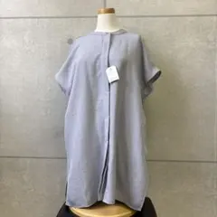 chocol raffin robe接触冷感 比翼 ボタンチュニック　サックスのサムネイル