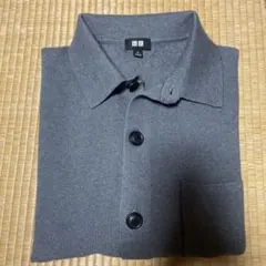 ユニクロ ミラノリブ シャツカーディガン グレー M