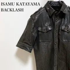 ISAMU KATAYAMA BACKLASH レザーシャツ 半袖　牛革　Sのサムネイル