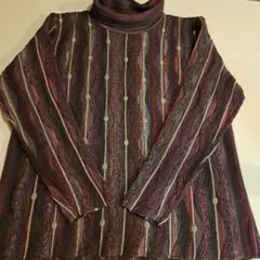 マルチカラーストライプタートルネックニット