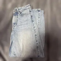 淡いブルー ハイウエストデニム ワイドレッグ S