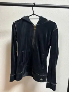adidas ブラック パーカー Mサイズ　ベロア生地