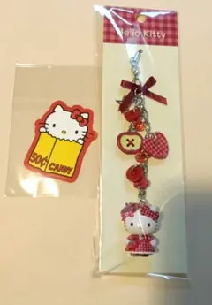 Hello Kitty ストラップ ステッカー セット　秋めくりんご