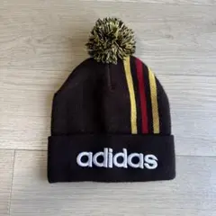 00s adidas ボンボンニット帽　ブラウン　ニット帽　ビーニー　90s