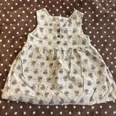 アイボリー 花柄ジャンバースカート 95cm