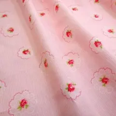 USAコットン　moda生地　ドイリーローズ　ピンク