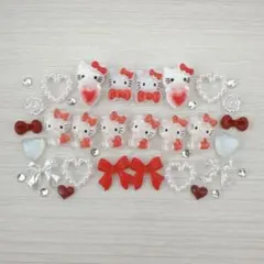 キティちゃん 赤 ネイルパーツ デコパーツ 10個セット おまけ付き