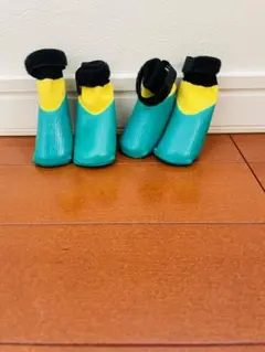 犬用防水靴 青と黄色 4足セット