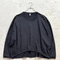 ✨アクアガレージ【F】グレー スウェット ドロップショルダー スタッズ