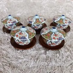 【未使用】有田焼　清秀作　蓋付湯呑　 5客のサムネイル