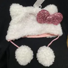 ハローキティ　ユニバ　キャップ　被り物　usj キティ　カチューシャ　白