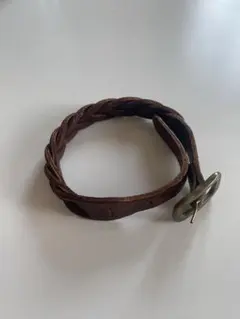 《イルビゾンテ》ブラウンレザー編み込みブレスレット