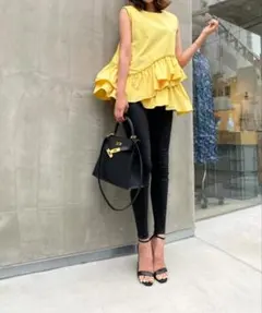 【新品未使用】sheller シェリエ　サイドテール ペプラムトップス　ブラック シェリエ sheller ドット ペプラムトップスの通販 by ゆきこ's