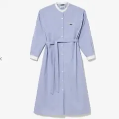 ラコステ　バンドカラーシャツドレス　長袖　ライトブルー　M