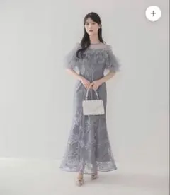 leja フロントチュールフリルフラワースパンコールマーメイドワンピースドレス