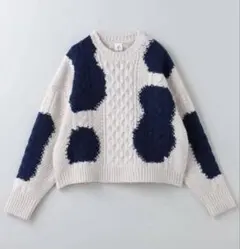 ＜6(ROKU)＞ケーブル クルーネック ニット　ネイビー