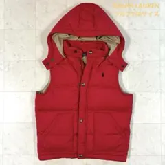 ラルフローレン 赤 ダウンベスト 130 フード取外可