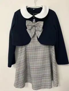 チェックジャンパースカート&ボレロジャケットスーツ ワンピース　120cm