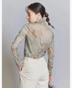 BEAUTY&YOUTH アローズ シアー マーブル タートル トップス