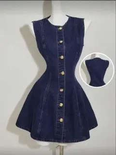 SHEIN シーイン ワンピース デニムワンピース ダークウォッシュ XS