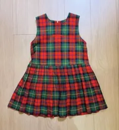 ミキハウス　ノースリーブウールチェックワンピース　110