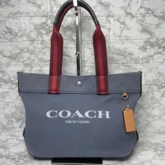 ★ 美品　coach コーチ　トートバッグ　ハンドバック　デニム　ブルー　人気