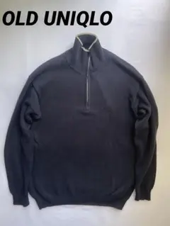 00s OLD UNIQLO ハーフジップ ニット ハイネック ネイビー
