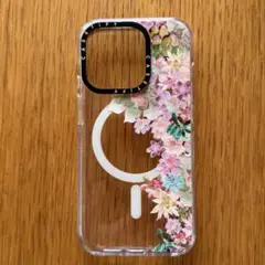 iPhone15pro⭐︎花柄インパクトクリアケースMagSafe対応
