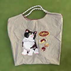 Caffarel 猫刺繍 トートバッグ