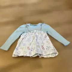 apres les cours 長袖　100　花柄　ミントグリーン　ホワイト