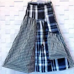 Freada フリーダ チェックパッチワークフリル フレア ティアードスカート