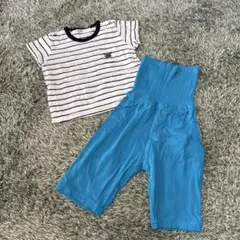 80cm ベビーパジャマ 上下セット ボーダー 腹巻付きのサムネイル