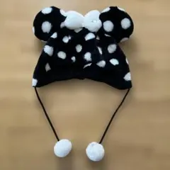ミニー　ファンキャップ　帽子（ブラック×水玉）