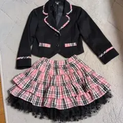 入学式　ジャケット　スカート　ピンク　チェック柄　120　女の子　フォーマル