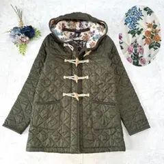 美品☆LAVENHAM リバティプリント　キルティングダッフルコート　カーキ　M