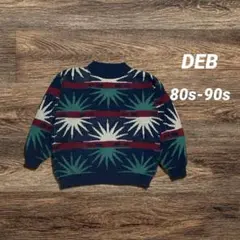 90sヴィンテージ DEB 植物 総柄ニットセーター メンズM位 ユニセックス