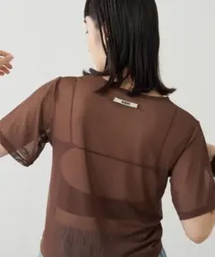 omekashi NUDEDチュールT ブラウン　茶　シアー　シースルーのサムネイル