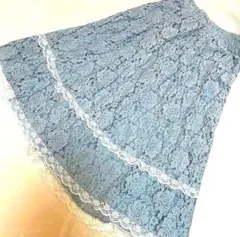 fifth 水色 花柄レース フレアスカート 大人 エレガント ロリータ フリル