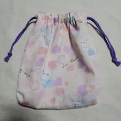 ウサギ柄の巾着袋