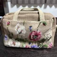 【美品】FEILER フェイラー ハンドバッグ 花柄 シュニール織 ベージュのサムネイル
