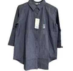 新品UNIQLO シャンブレーシャツ 2WAY 七分袖 ネイビー M 羽織り春夏