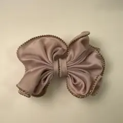リボンモチーフ ヘアクリップ くすみピンク