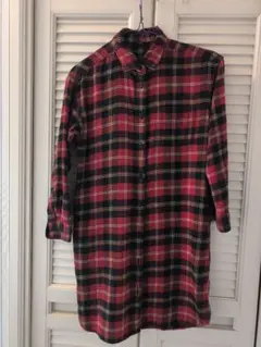 UNIQLO ユニクロ チェック ダーク シャツワンピース 140 ポケットあり