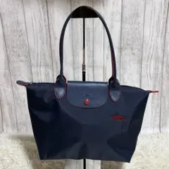 新品 ロンシャンL ルプリアージュ トート ネイビー×レッド馬刺繍2way
