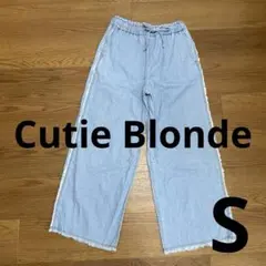 ☆キューティーブロンド フリンジイージーデニムパンツ ストレートシルエット S