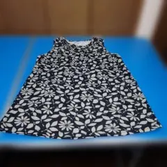 黒とグレーの花柄ノースリーブ暖かチュニック、レディースM〜L kiriri様専用