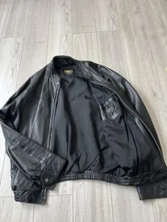 黒 レザージャケット ジップアップ