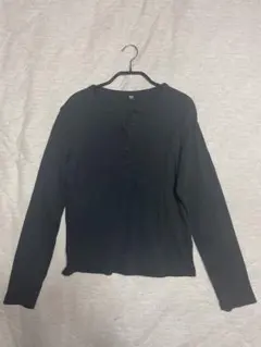 UNIQLO ユニクロ リブヘンリーネックT 長袖 ブラック XL